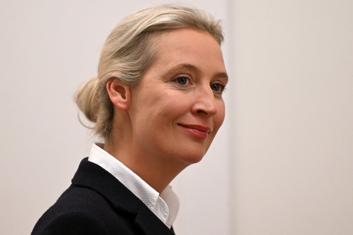 Co-leader of the far-right Alternative for Germany (AfD) party Alice Weidel looks on during the electoral evening at the State Parliament (Landtag) in Potsdam, in the eastern German state of Brandenburg, on September 22, 2024. 