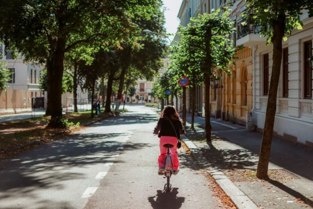 Pictured is a cyclist in Oslo