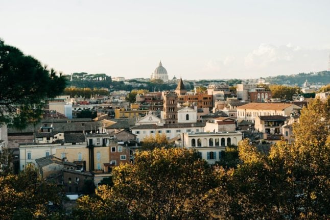 A view of Rome from the Giardino degli Aranci garden in November