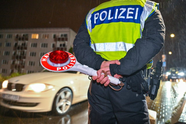 Police carrying out checks at the German border with Poland on Monday.