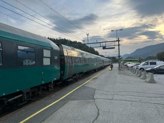 Pictured is a train in Gol, Norway.