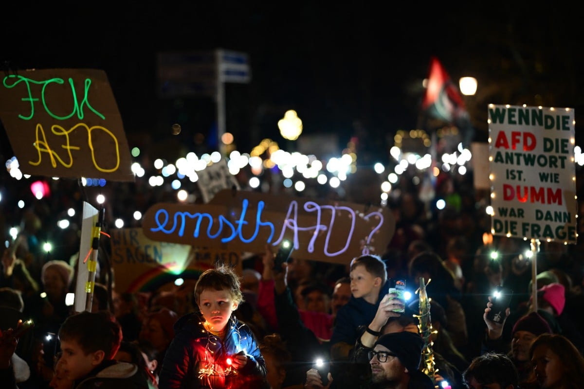 Tens of thousands protest Germany’s far right as Musk backs AfD