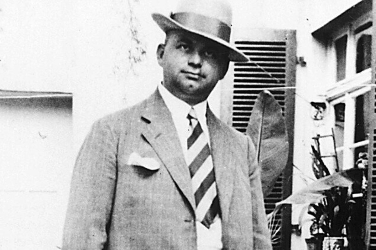 Hans Riegel pictured in hat and striped tie