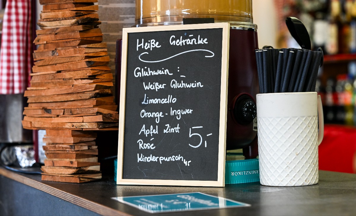 Drinks menu at a Christmas market