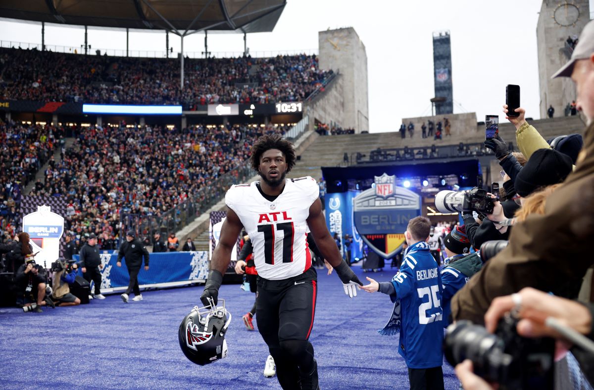 An NFL game takes place at the Olympic Stadium in Berlin on November 9, 2025.