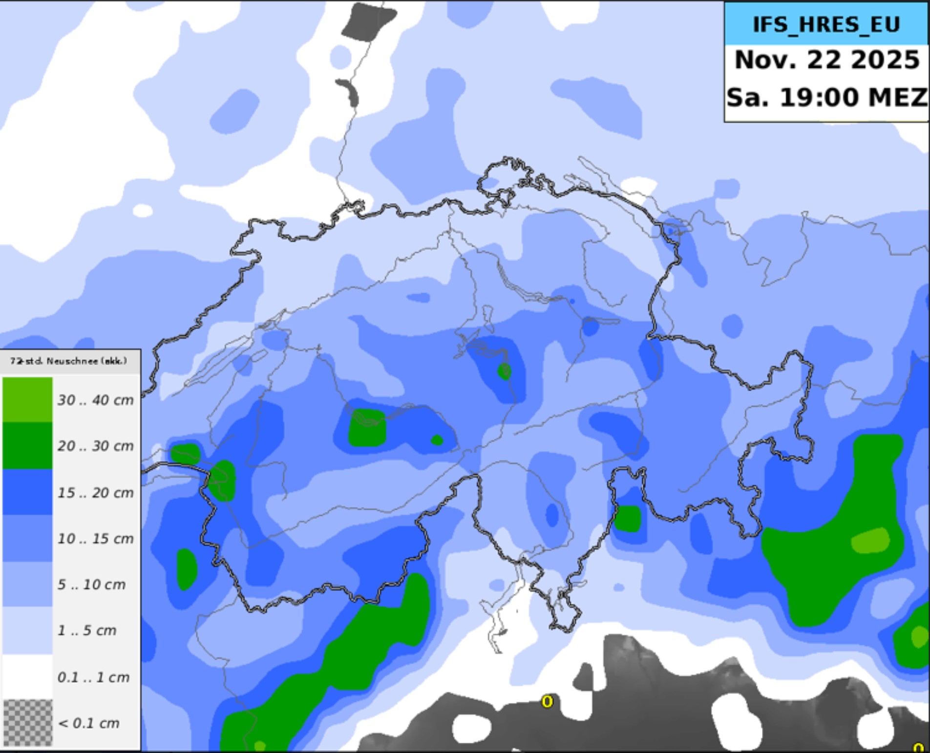 Weather map of Switzerland.