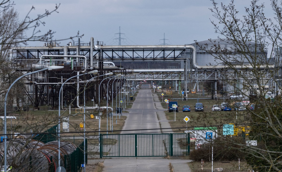 An oil refinery is seen in Brandenburg.