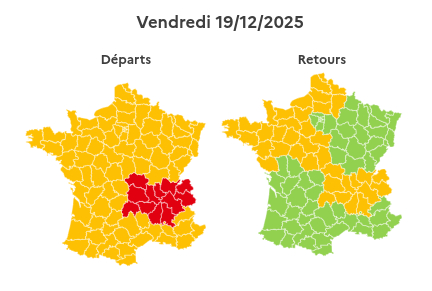 Map from traffic forecaster Bison futé, showing predicted traffic for Friday