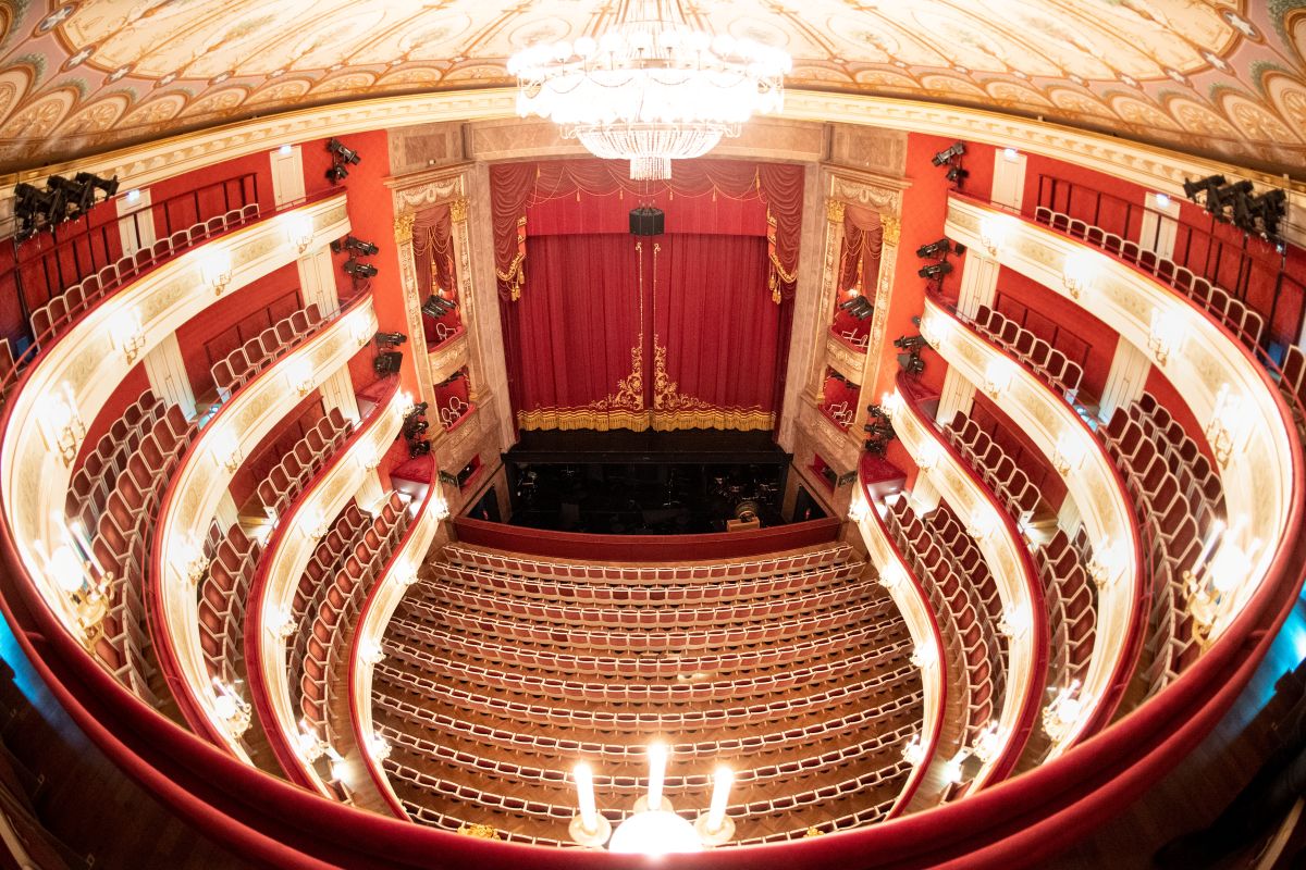 A view of The empty hall of the Gärtnerplatztheater.