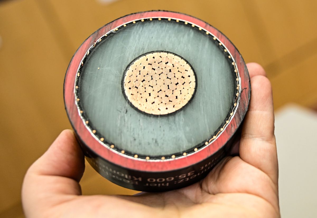 cross-section of a power cable as seen at a Berlin press conference.