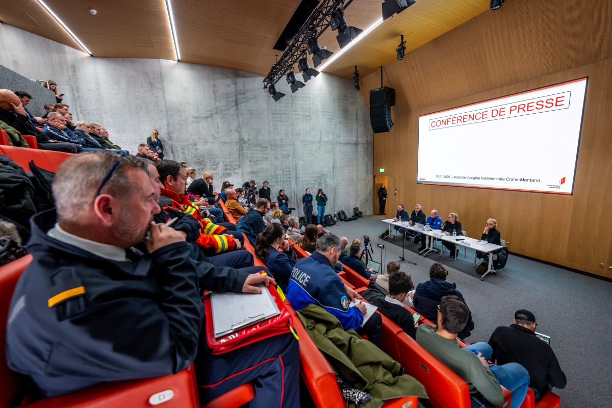 Vice-President of the Municipality of Crans-Montana Nicole Bonvin Clivaz, speak during a press conference
