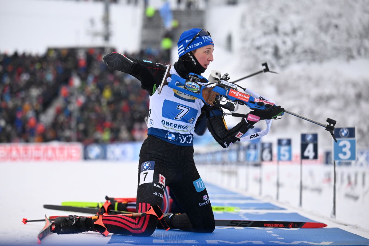 Biathlon: World Cup, 4 x 6 km relay, women, Franziska Preuss from Germany in action.