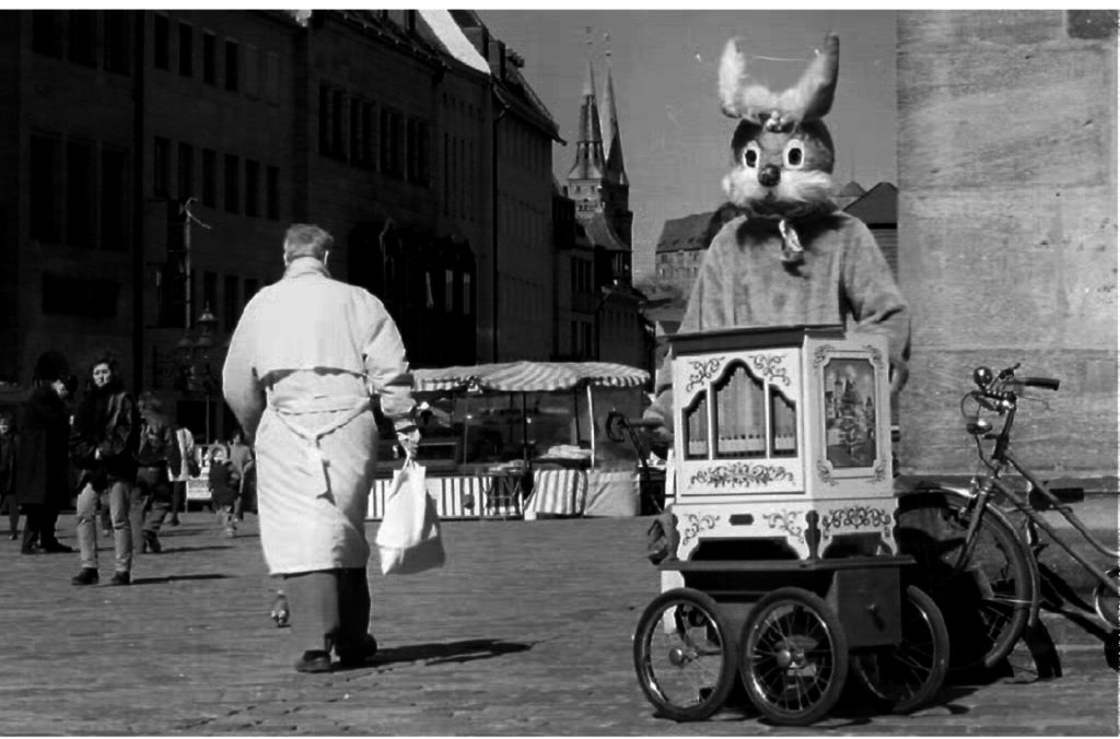 Archived photo shows the Easter bunny visiting Nuremberg's Ostermarkt.