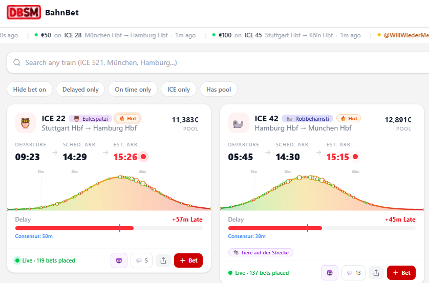 A screenshot shows delayed trains on a betting platform.