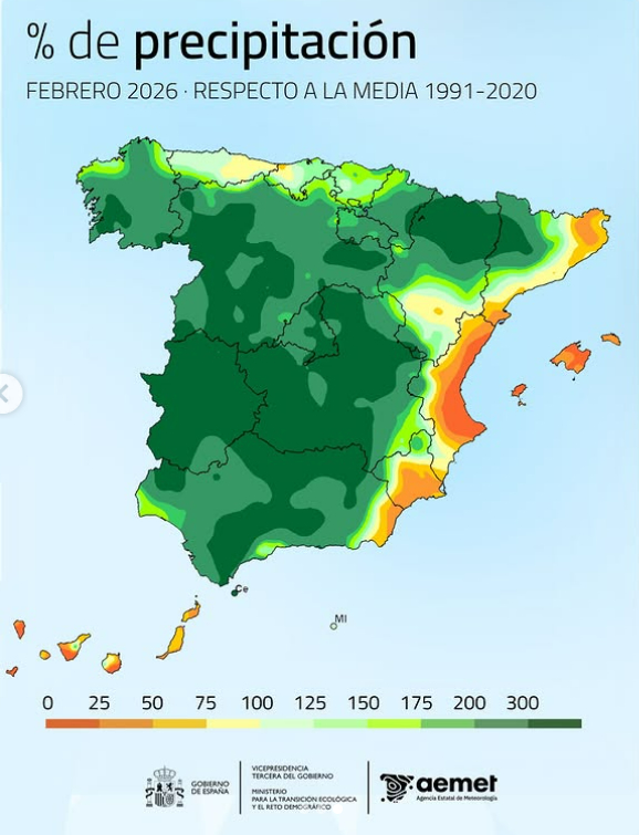 rain in spain in january and february 2026