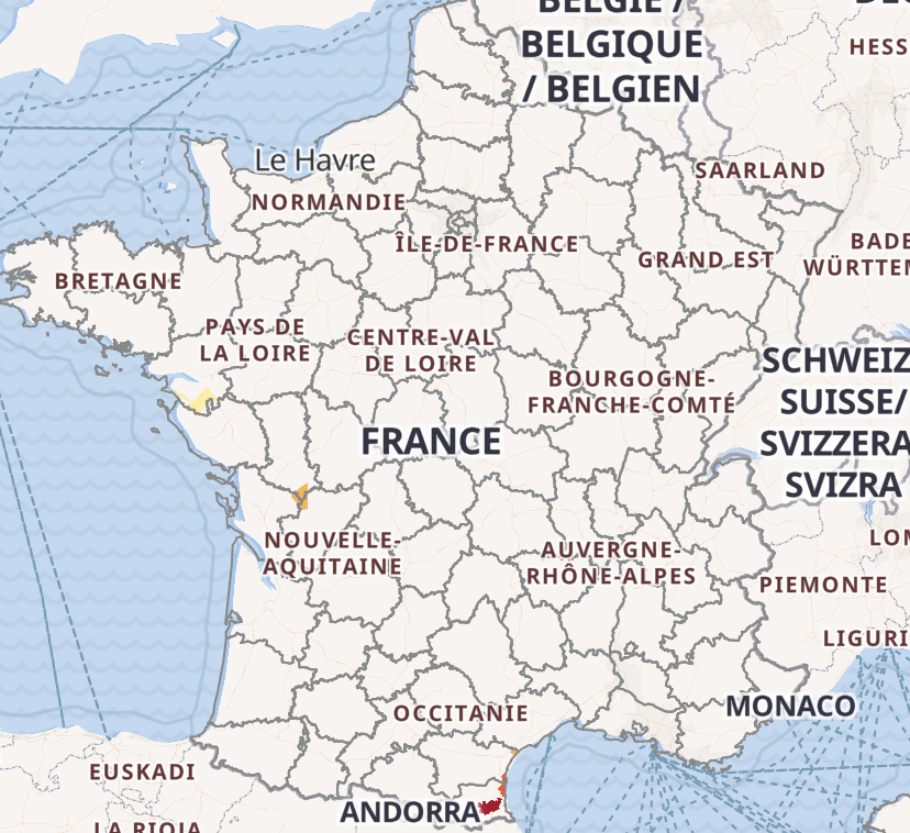 Map of France from website VigiEau 