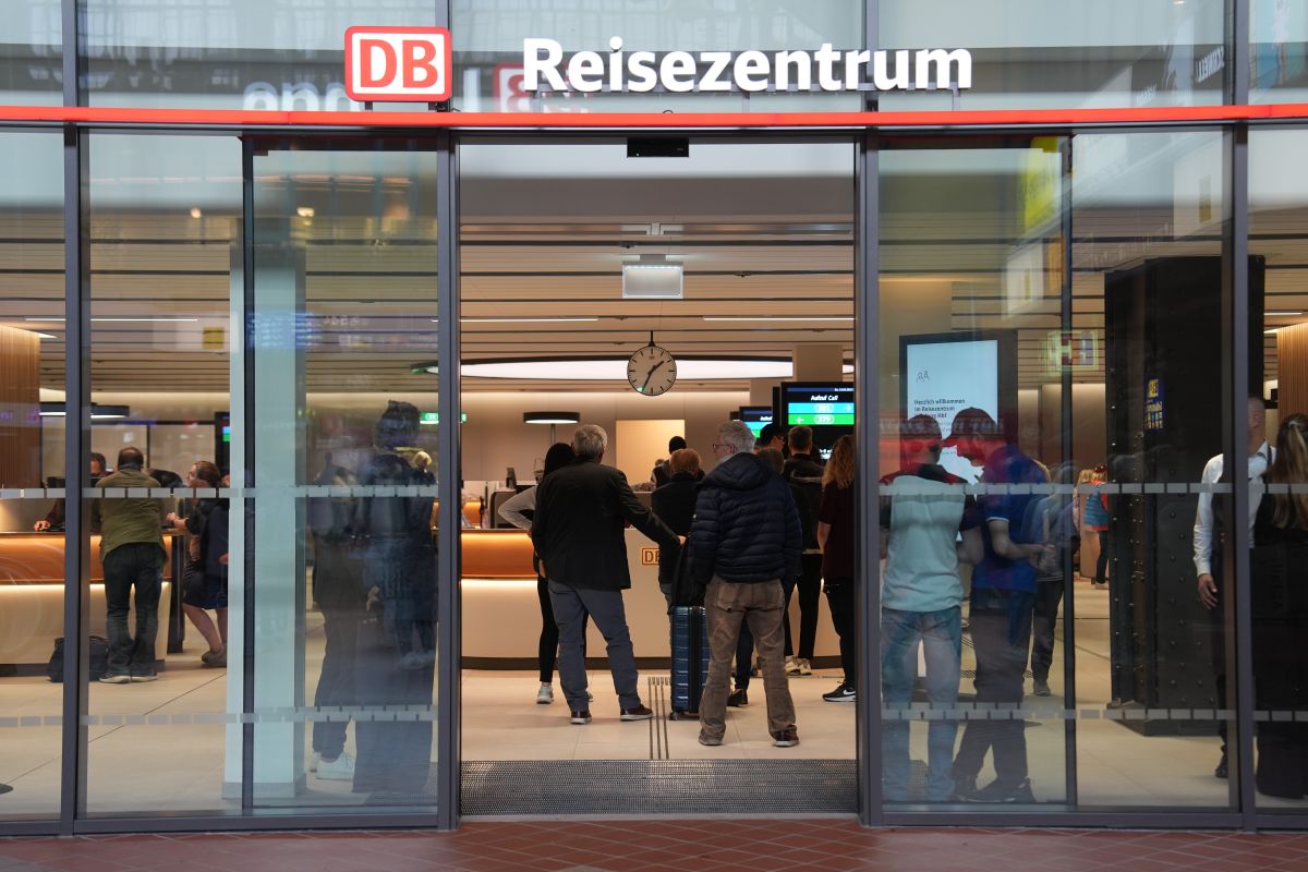 A travel centre in Hamburg is seen.
