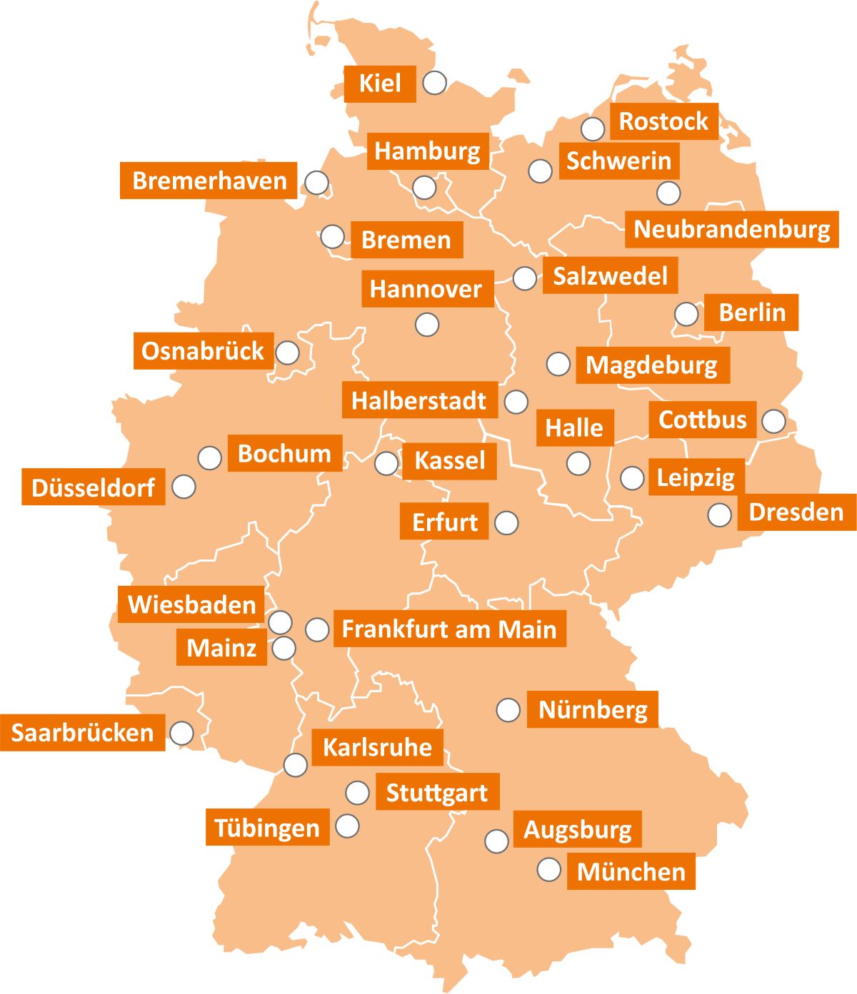 a map of Germany showing Fair Intrgration locations