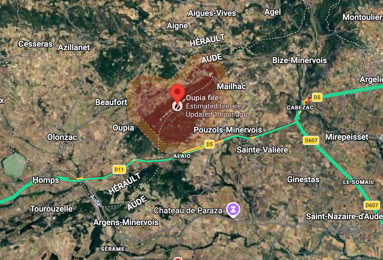 Google map of wildfire.