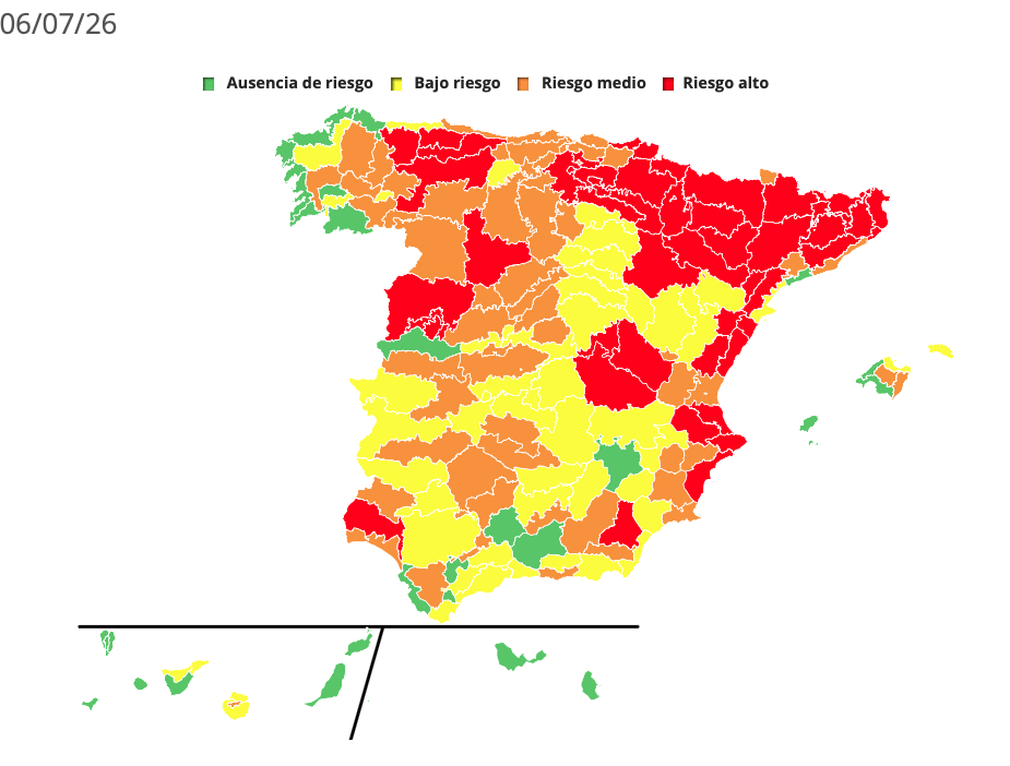 Spanish health ministry risk map