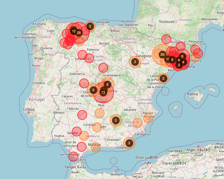 Spain fire map