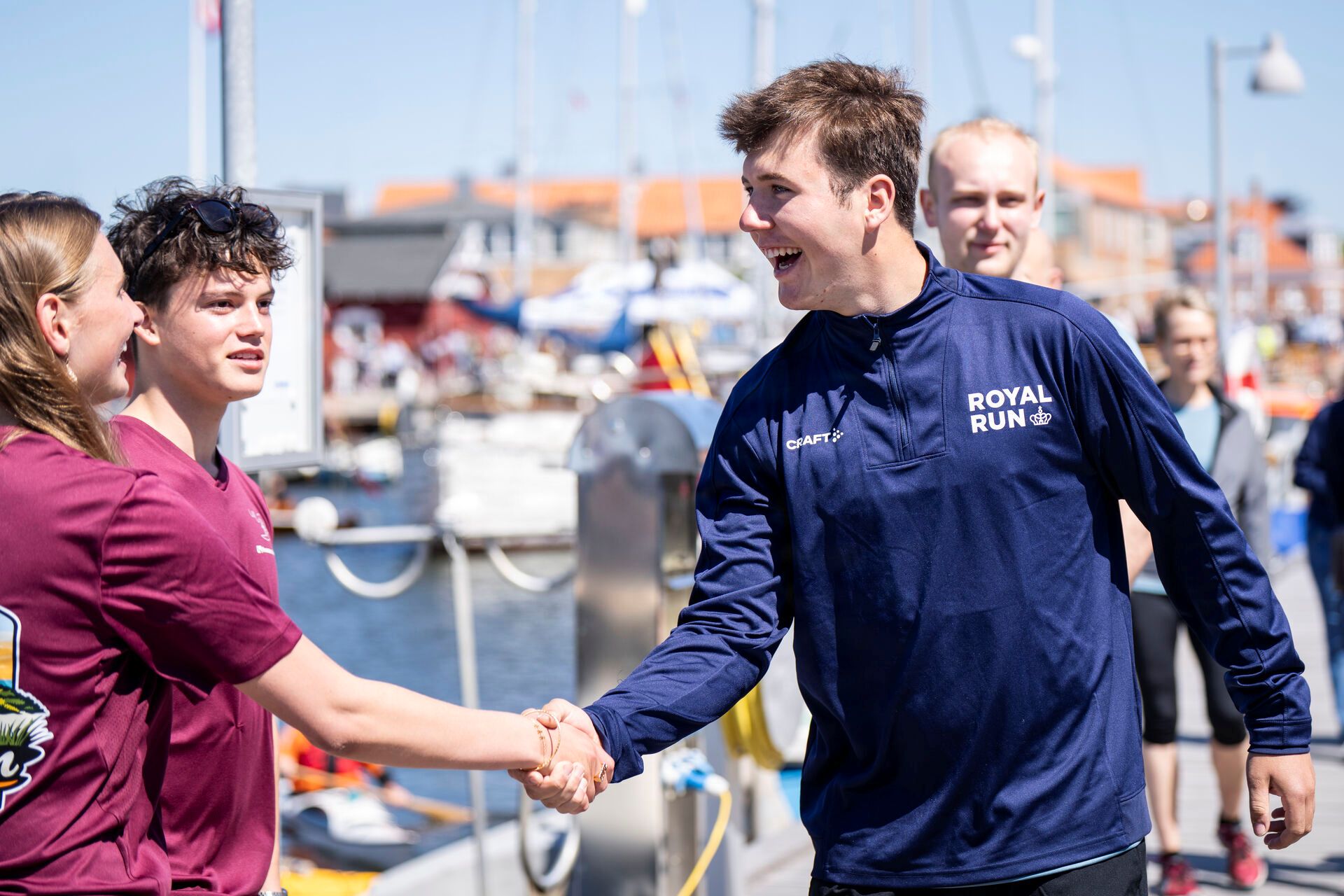 Crown Prince Christian shaking hands at the 2026 Royal Run