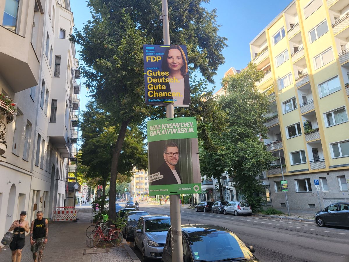 election posters on a lamppost in Berlin
