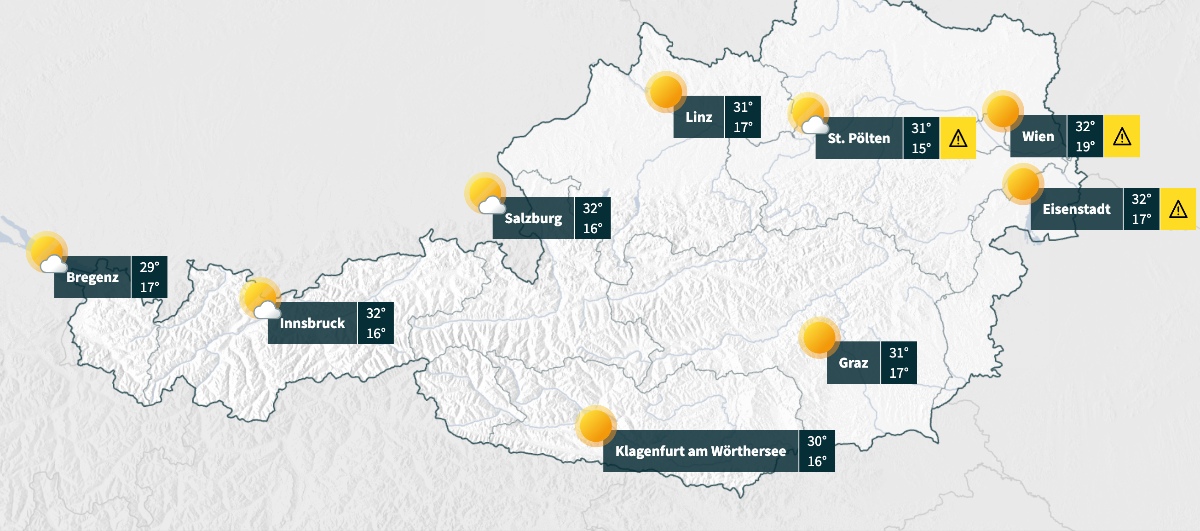 A view of the weather on Thursday. Screenshot: GeoSphere Austria