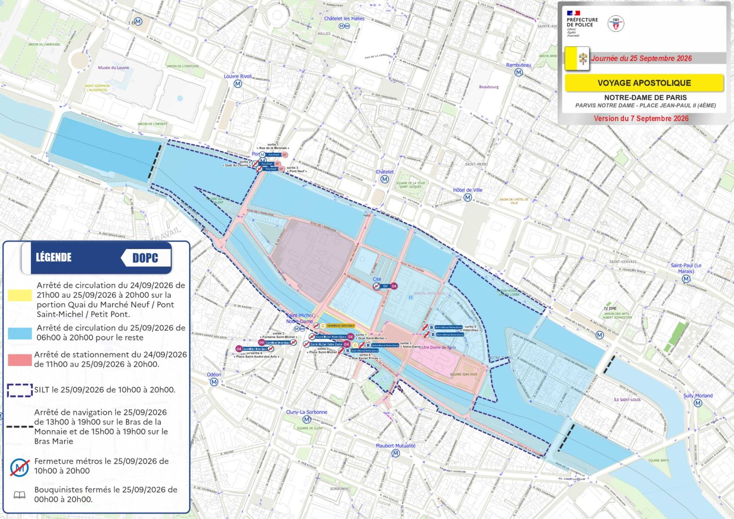 Map of the perimeter closed during the pope's visit at Notre Dame. (Paris Police)