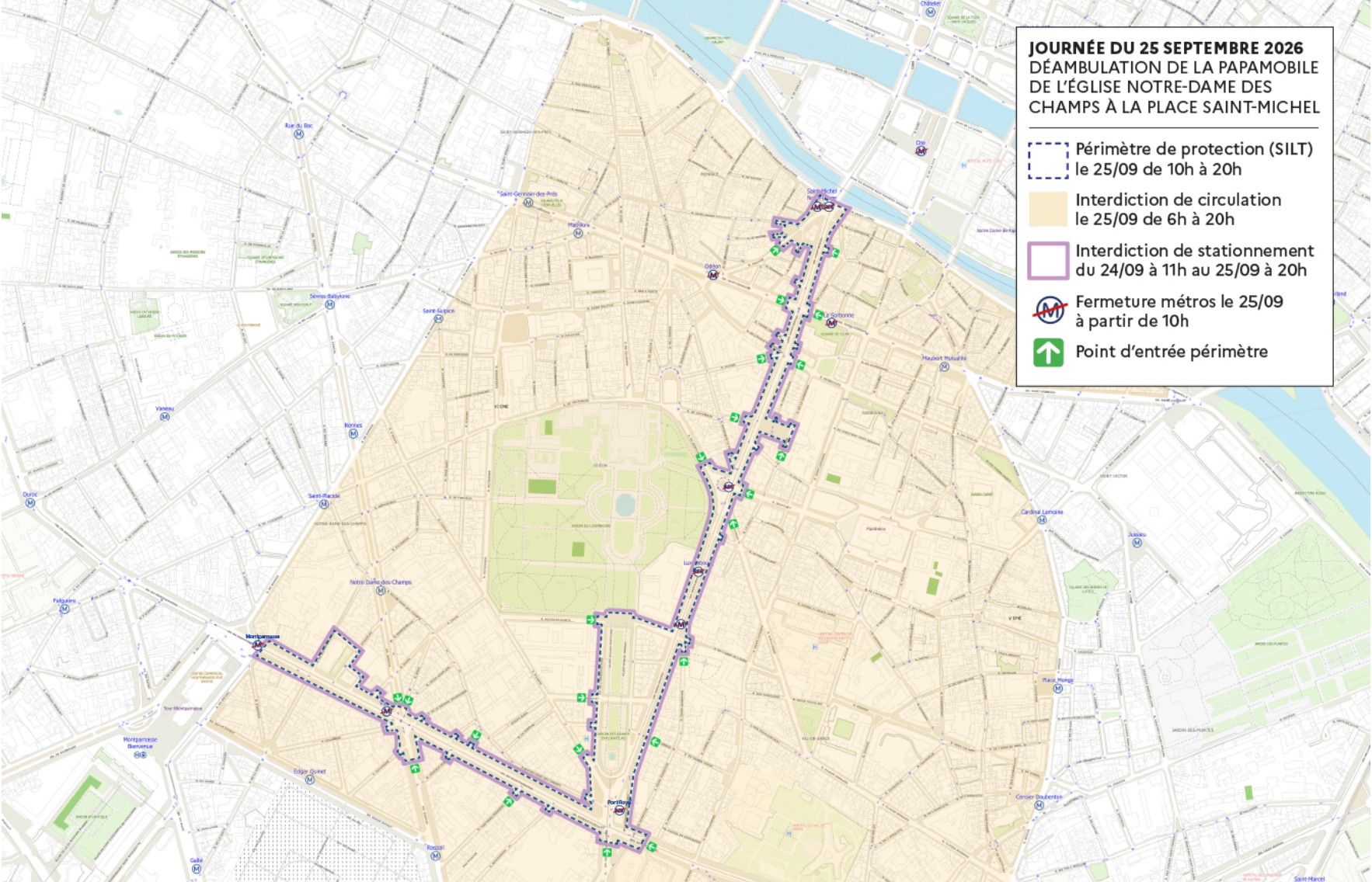 Map of Pope's route through Paris.