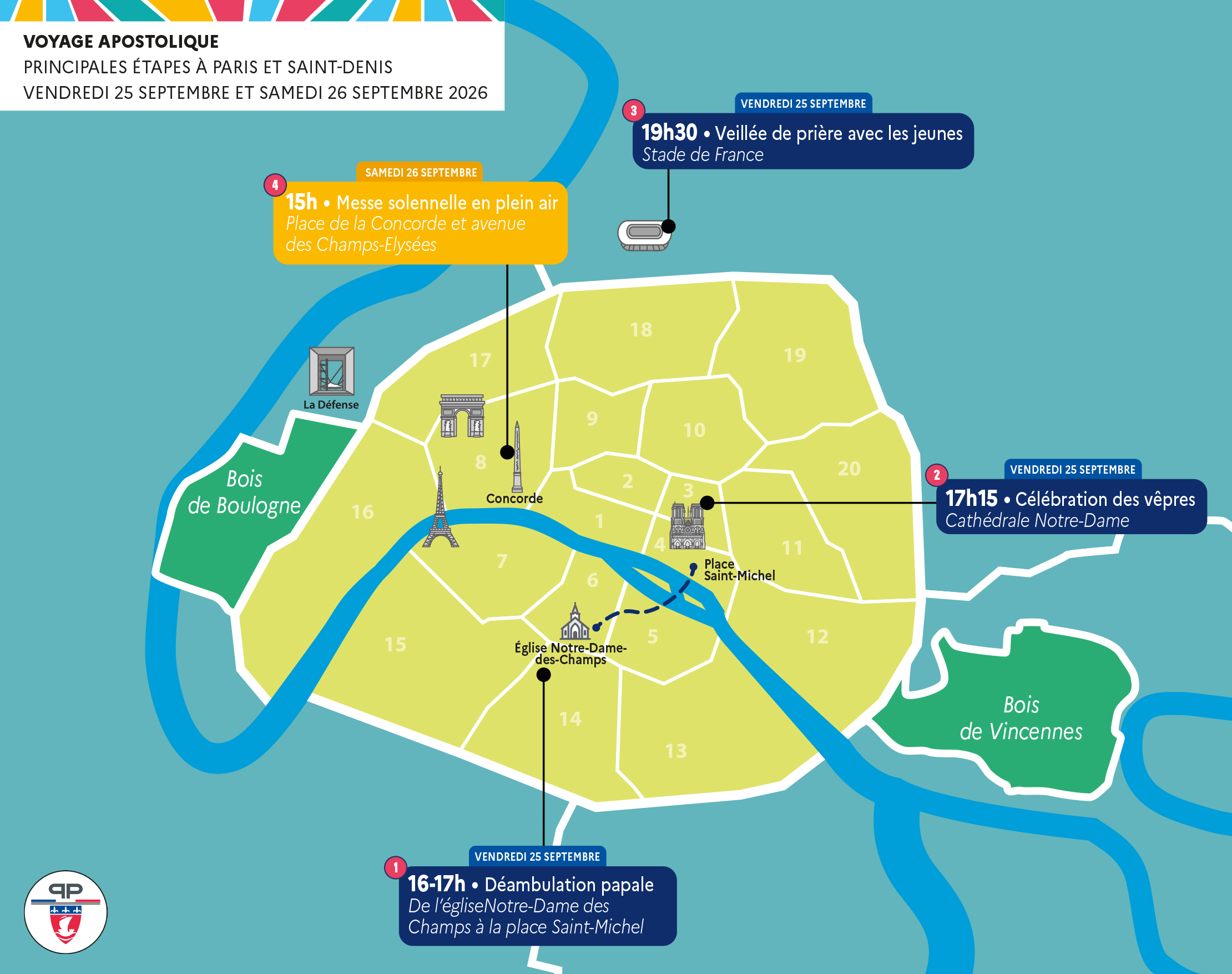 Photo of the map of the sites the pope will visit. 