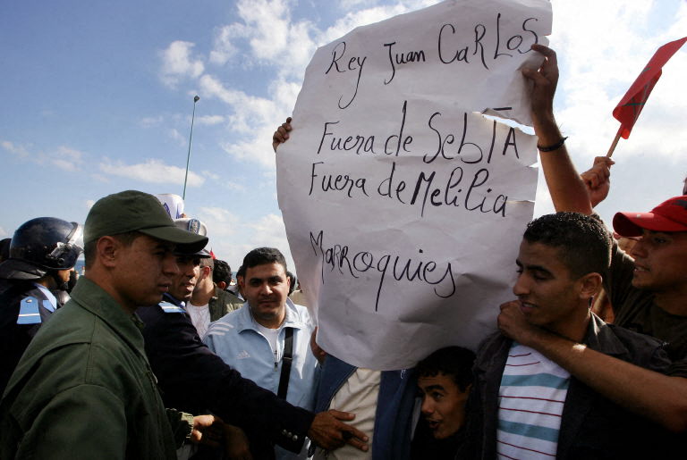 Moroccan protest against Spanish royals visit to Ceuta and Melilla