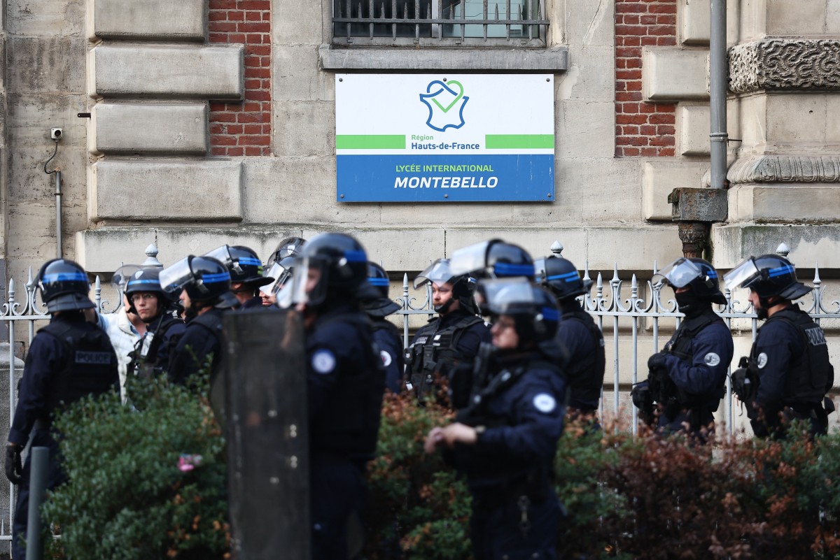 French national police in anti-riot gear