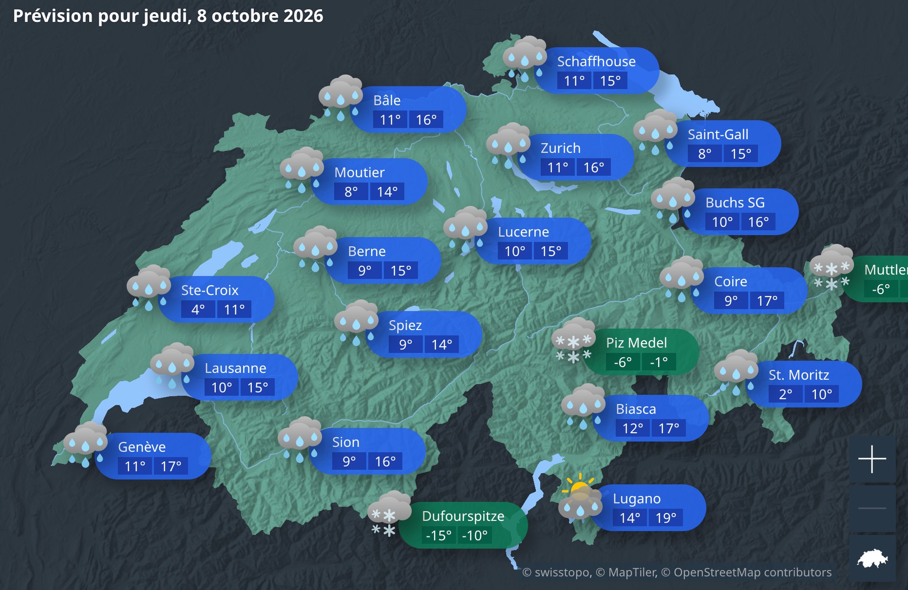 Swiss weather map